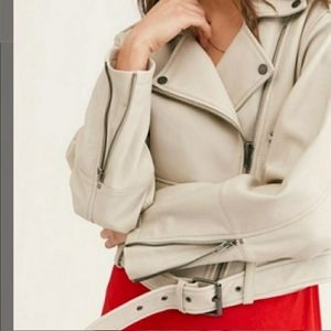 Free People Slow Moves Leather Moto Crop Jacket